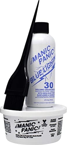 Manic Panic Blue Lightning Hair Bleach Kit contents including thirty volume developer and blue powder