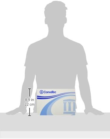 Close up view of the cut to fit Stomahesive skin barrier and tape collar backing on the ConvaTec ActiveLife ostomy system.