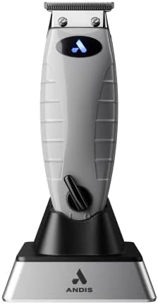 Close up of the carbon steel T-blade on the Andis 74055 trimmer highlighting its zero gap capability