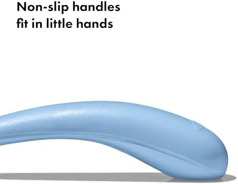 Close up view of the non-slip ergonomic handles on OXO Tot utensils