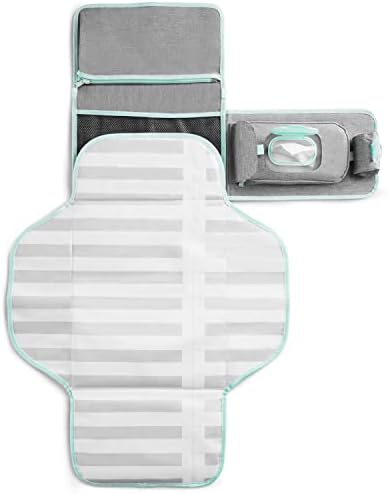Munchkin baby diaper changing mat unfolded displaying the extra-large twenty-eight by twenty-two inch waterproof surface.