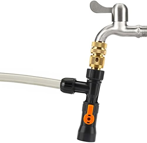 Close up of integrated orange flow control switch and lever