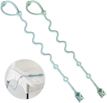 Close up view of the food grade silicone pacifier clip and utensil tether showing the adjustable loop design.