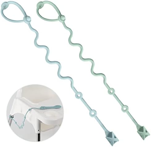 Close up view of the food grade silicone pacifier clip and utensil tether showing the adjustable loop design.