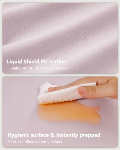 Navari waterproof wipeable diaper changing mat showing the thick foam cushion texture