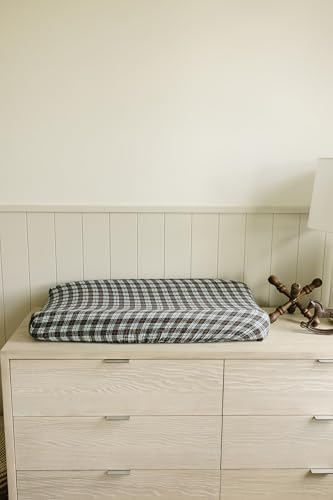 Mebie Baby navy plaid cotton changing cover for modern nursery decor