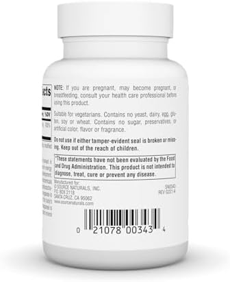 Back of Source Naturals Manganese bottle showing supplement facts