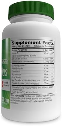 Health Thru Nutrition Prostate Plus 60 softgels supplement facts and premium ingredients label