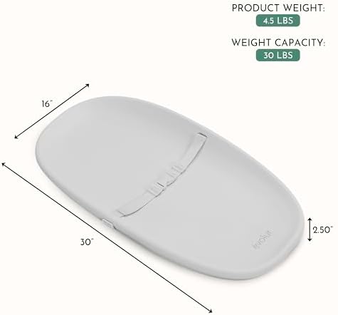 Evolur Eva Baby Changing Pad angled view with safety strap