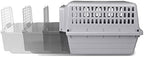 Side view of Ultimate Grey pet travel crate showing four sided ventilation slots