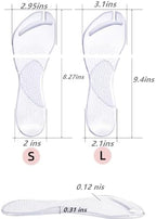 Pair of clear gel insoles for thong sandals to relieve plantar fasciitis.