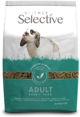 Science Selective Adult Rabbit Food extruded nuggets close up view showing high fibre texture