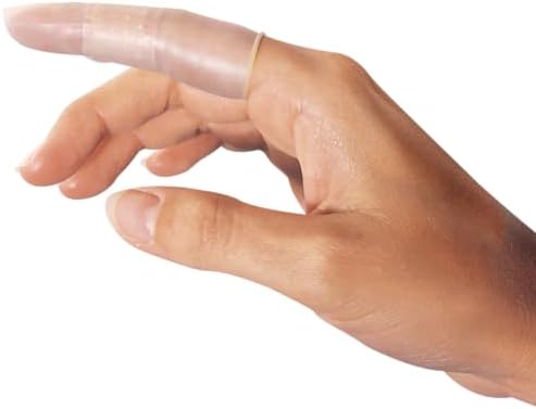 Flents fingertip protector sleeve applied comfortably over an injured finger