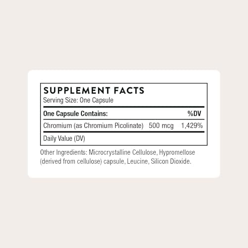 Thorne Chromium Picolinate essential mineral bottle displayed on white background