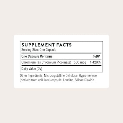 Thorne Chromium Picolinate essential mineral bottle displayed on white background