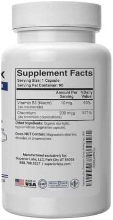 Authentic non GMO niacin bound chromium capsules for healthy blood sugar management.