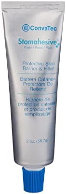 ConvaTec hydrocolloid ostomy barrier paste tube showing product label details and usage guidelines