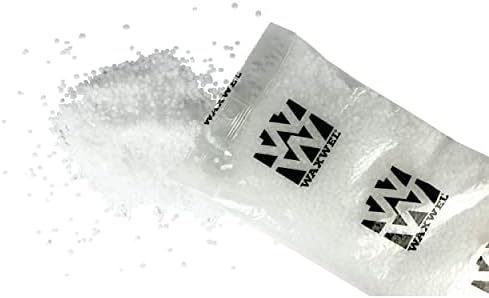 Fragrance-free quick melting paraffin wax pastilles poured out to show pellet texture