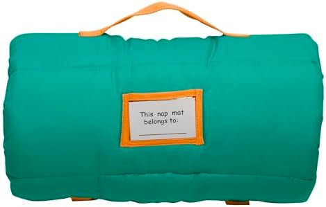 Ms. Rachel portable daycare sleeping mat with secure closure fasteners on display