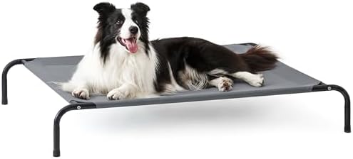 Love's cabin Elevated Cooling Dog Bed for Large Dogs, Portable Indoor & Outdoor Raised Pet Dog Cat Cot, Durable Summer Frame with Breathable Mesh, Grey, 48 inches - Image 2