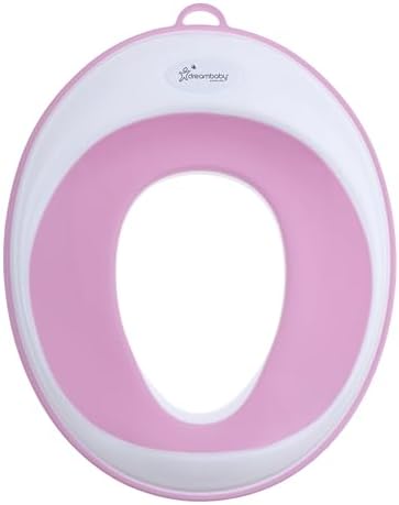 Dreambaby universal potty training seat cover placed securely on an adult elongated western toilet