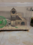 3-Tier Wooden Hamster Hideout, Syrian Hamster House with Ramps & Entrances, for Dwarf Hamsters, Gerbils (Not for Guinea Pigs) - Image 7