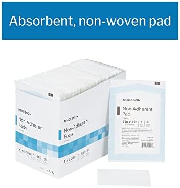 McKesson non stick nylon polyester medical pads showing the smooth micro perforated film layer