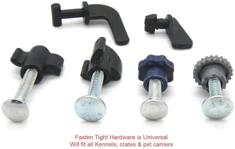 Close up view of the knurled metal thumb nuts from the universal pet carrier hardware kit.