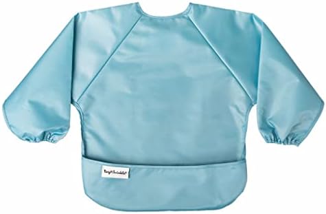 Tiny Twinkle mess proof full sleeve bib folded compactly into its built-in travel pouch.