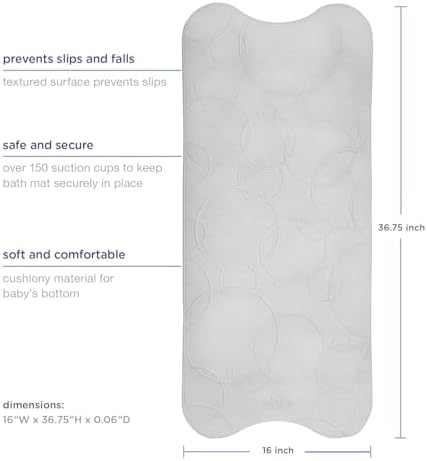 Ubbi gray baby bath mat inside a bathtub