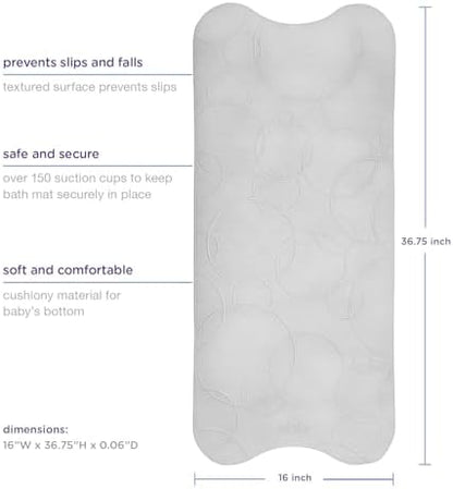 Ubbi gray baby bath mat inside a bathtub