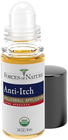 Forces of Nature plant medicine rollerball applicator displaying the USDA Organic and Non GMO certified labels.