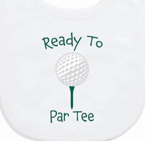 ChalkTalkSPORTS infant golf themed drool bib displaying the secure soft closure design at the back