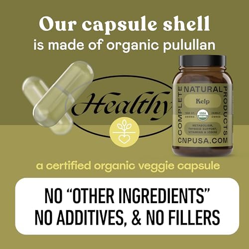 Authentic imported USA sea kelp dietary supplement packaging close up.