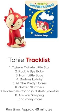 Tonies Bedtime Songs Audio Play Character held by a child showing scale and size
