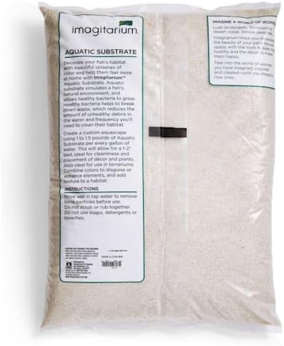 Imagitarium white aquarium substrate inside a glass fish tank