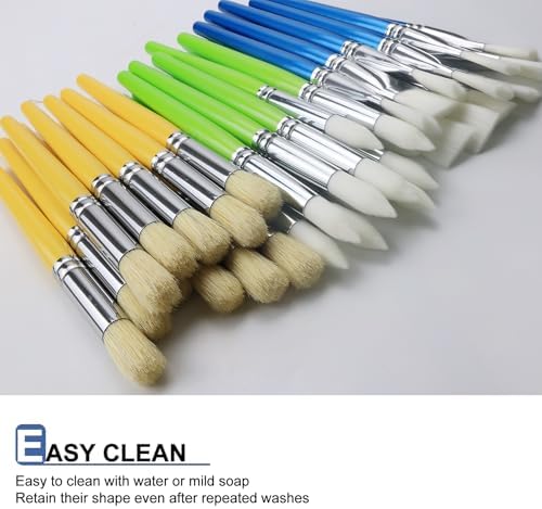 Natural bristle mop brushes included in the 36 pack school art supplies