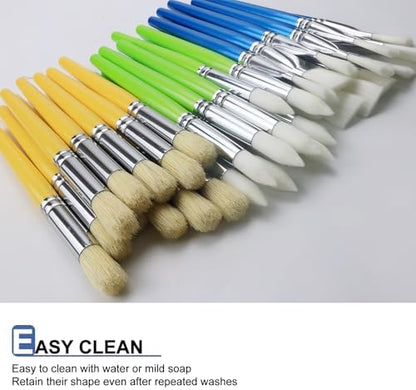 Natural bristle mop brushes included in the 36 pack school art supplies