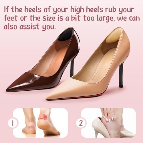 ZAIWOO gel inserts being placed inside a high heel shoe.