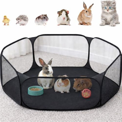 Amakunft Small Animal Playpen, Pop-Up Portable Play Yard for Guinea Pigs, Rabbits, Hamsters, Hedgehogs, Foldable Exercise Fence with Breathable Mesh for Indoor Outdoor Use - Image 2