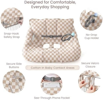 Konssy baby shopping cart cover showing soft quilted texture