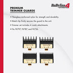 Four piece BaBylissPRO FXPTG replacement trimmer guards arranged by size from smallest to largest.