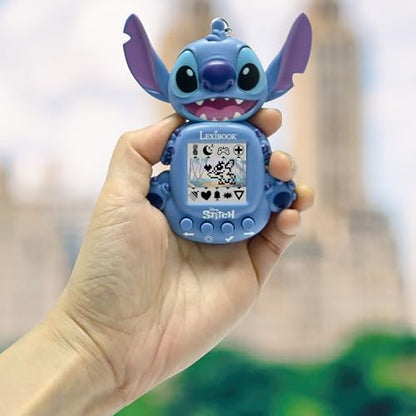 Disney Stitch portable console display showing vivid character animations and interactive mini game screen options.