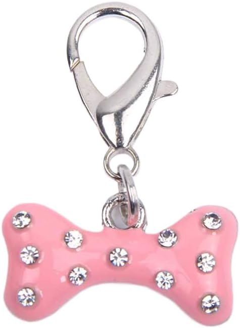 XKSRWE bling rhinestones bone charm pendant jewelry front view showcasing pink enamel finish