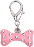 XKSRWE bling rhinestones bone charm pendant jewelry front view showcasing pink enamel finish