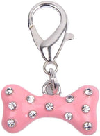 XKSRWE bling rhinestones bone charm pendant jewelry front view showcasing pink enamel finish