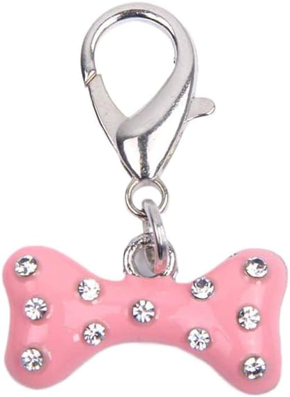 XKSRWE bling rhinestones bone charm pendant jewelry front view showcasing pink enamel finish