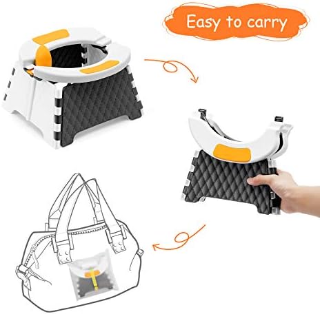 YUNHECAM portable travel potty for kids showing folding mechanism