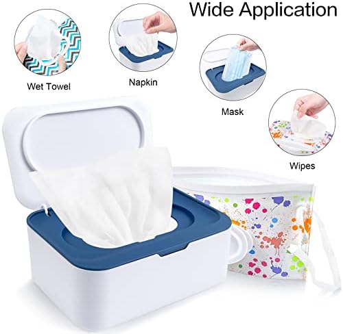 Six portable refillable wet wipes pouches with zipper closure