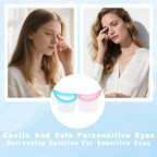 Transparent eye cleaning cup showing the 10 ml capacity for saline solution.